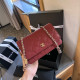 Burgundy Street Daily Solid Color Patchwork Metal Accessories Trim Texture Bags