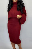 Purple Elegant Solid Patchwork Turtleneck Long Sleeve Two Pieces