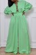 Light Green Casual Solid Color Belted Long Sleeve Two Pieces