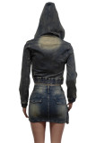 Blue Street Pocket Patchwork Zipper Zipper Collar Long Sleeve Two Pieces
