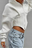 Grey Casual Solid Color Patchwork Zipper Zipper Collar Outerwear