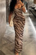 khaki Brown Elegant Stripe Patchwork Backless Spaghetti Strap Sling Dresses