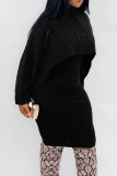 Pink Elegant Solid Color Patchwork Turtleneck Long Sleeve Two Pieces