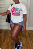 Black Casual Street Graffiti Print Letters Contrast O Neck T-Shirts