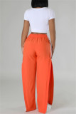 Black Casual Stripe Patchwork Slit Regular High Waist Conventional Patchwork Trousers