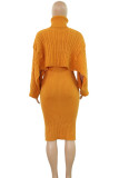 Purple Elegant Solid Patchwork Turtleneck Long Sleeve Two Pieces