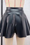 Black Street Solid Color Pocket Buttons Patchwork Zipper Boot Cut Mid Waist Speaker Patchwork Bottoms