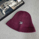 Burgundy Casual Daily Letters Patchwork Weave Hat