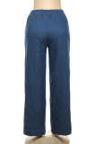 Apricot Casual Stripe Draw String Patchwork Contrast Loose Mid Waist Wide Leg Patchwork Bottoms