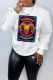 White Casual Daily Graffiti Print O Neck Tops