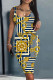 Stripe Casual Print Basic U Neck Vest Dresses