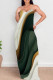 Dark Green Sexy Print Patchwork Backless Spaghetti Strap Sling Dresses