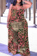 Pink Casual Leopard Print Backless Spaghetti Strap Plus Size Jumpsuits