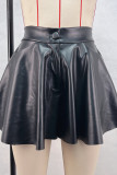 Black Street Solid Color Pocket Buttons Patchwork Zipper Boot Cut Mid Waist Speaker Patchwork Bottoms