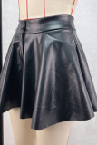 Black Street Solid Color Pocket Buttons Patchwork Zipper Boot Cut Mid Waist Speaker Patchwork Bottoms