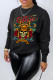 Black Casual Street Skull Head Letter Print O Neck Tops