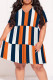 White Orange Casual Print Patchwork V Neck Straight Plus Size Dresses