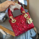 Red Street Celebrities Solid Color Metal Accessories Trim Chains Texture Bags