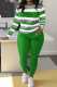 Green Casual Print Letters O Neck Long Sleeve Two Pieces