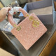 Pink Daily Celebrities Solid Color Metal Accessories Trim Texture Bags