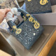 Dark Blue Gray Street Celebrities Solid Color Metal Accessories Trim Chains Texture Bags