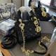Black Street Celebrities Solid Color Metal Accessories Trim Chains Texture Bags