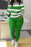 Red Casual Print Patchwork O Neck Long Sleeve Two Pieces