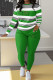 Green Casual Print Patchwork O Neck Long Sleeve Two Pieces
