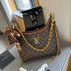 Brown Casual Street Letters Patchwork Chains Contrast Bags