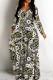 Colour Casual Floral Print Basic V Neck Long Dresses