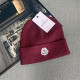 Burgundy Casual Street Letters Patchwork Weave Hat