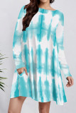 Pink Casual Print Pocket Patchwork O Neck A Line Dresses