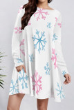 Colour Casual Print Pocket Patchwork O Neck A Line Dresses