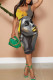Grey Casual Figure Print Basic U Neck Vest Dresses