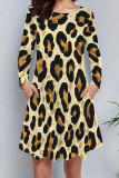 Colour Casual Print Pocket Patchwork O Neck A Line Dresses