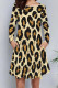 Leopard Print Casual Print Pocket Patchwork O Neck A Line Dresses