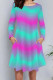 Purplish Blue Casual Print Pocket Patchwork O Neck A Line Dresses