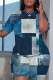 Blue Casual Print Basic O Neck Short Sleeve Two Pieces