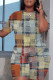 Multicolor Casual Print Basic O Neck Short Sleeve Two Pieces