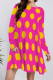 Rose Red Casual Print Pocket Patchwork O Neck A Line Dresses