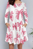 Colour Casual Print Pocket Patchwork O Neck A Line Dresses