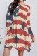 Red Apricot Casual Print Pocket Patchwork O Neck A Line Dresses