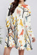 White Yellow Casual Print Pocket Patchwork O Neck A Line Dresses