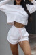 Light Pink Casual Solid Color Draw String Pocket Patchwork O Neck Long Sleeve Two Pieces