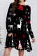 Black Casual Print Pocket Patchwork O Neck A Line Dresses