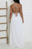 Pink Casual Solid Color Backless Spaghetti Strap Long Dresses (Without Belt)