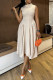 Grey Brown Elegant Solid Color Patchwork Turndown Collar Long Dresses