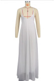 Pink Casual Solid Color Backless Spaghetti Strap Long Dresses (Without Belt)
