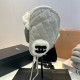 Grey Casual Street Letters Patchwork Fluffy Hat