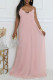 Pink Casual Solid Color Backless Spaghetti Strap Long Dresses (Without Belt)